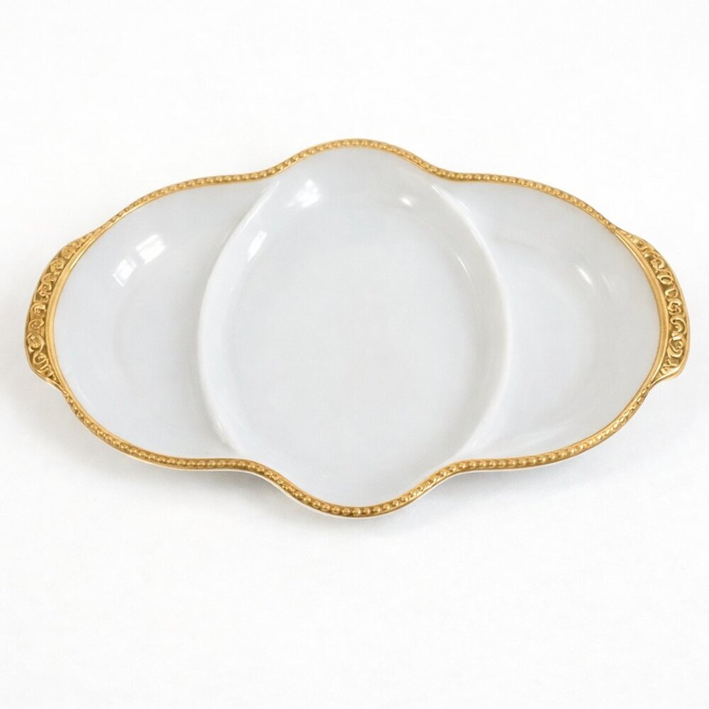 50s Fire King Milk Glass Vintage Anchor Hocking Divided 3 Sections Serving Dish